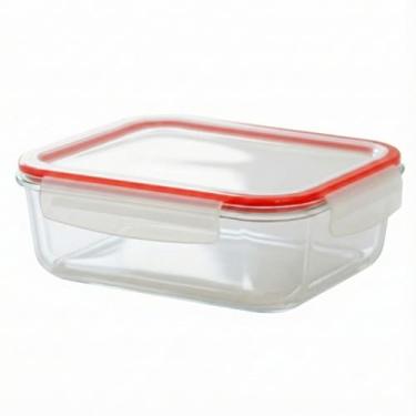 Imagem de Pote de Vidro Hermético 1500ml com Tampa e Vedação em Silicone Marmita e Armazenamento de Alimentos (Vermelho)