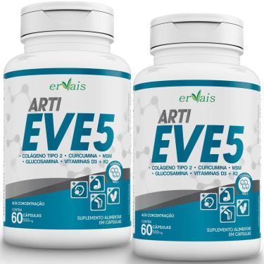 Imagem de Colágeno Tipo 2 Curcuma MSN Glucosamina Vitaminas D3 e K2 ArtiEve 5 2 Frascos-Unissex