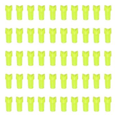 Imagem de YELARXI Nocks de flecha de plástico, cola de meia lua em substituição para (caça faça-você-mesmo/composto/arco recurvo/arco composto) 7,6 mm/0,8 cm ID e 50 peças, plástico e amarelo