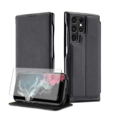 Imagem de Asuwish Capa de celular para Samsung Galaxy S22 Ultra 5G capa carteira celular com protetor de tela de vidro temperado e flip couro PU porta-cartões acessórios S22ultra 22S S 22 S22ultra5g 6,8