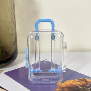Imagem de Mini caixa de viagem azul transparente de plástico para mulheres e homens, pequena, caixa de armazenamento de bagagem, acessórios de decoração