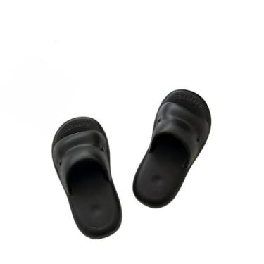Imagem de Pantufas de espuma vinílica acetinada plataforma para crianças, chinelos macios de nuvem, banheiro, praia, piscina, Preto, 11 Little Kid