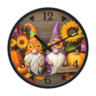 Imagem de STAYTOP Lindo relógio de parede LED gnomo para quarto com brilho noturno, relógios de parede silenciosos de 30 cm para decoração de sala de estar, controle de som, relógio de parede moderno que brilha