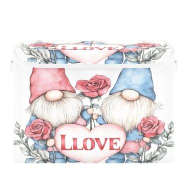 Imagem de STAYTOP Cestos de armazenamento fofos de gnomo para o Dia dos Namorados com tampas e alça de transporte, caixas de armazenamento dobráveis organizadores de recipientes para casa, quarto, armário