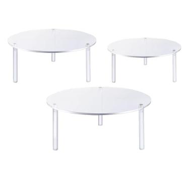 Imagem de Suporte para Bolo de Casamento,3 Peças Transparentes Redondas para Servir - Expositor Para Bolo E Bandeja Para Cupcakes | Para Alimentos Pastelaria Doces Biscoitos Aniversário Casamento Natal Festa Bu