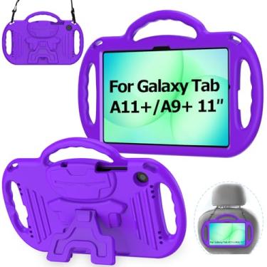 Imagem de AVAWO Capa infantil para Samsung Galaxy Tab A11+ Plus/A9+ Plus de 11 polegadas, com alça, alça leve à prova de choque com suporte, modelo 2025/2023 com cordão, roxo