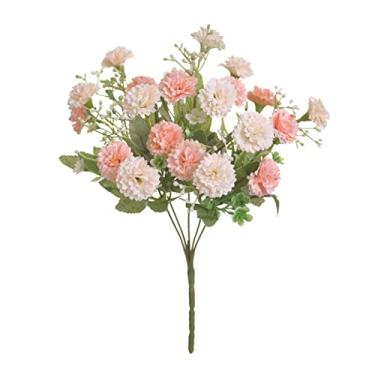 Imagem de Cuiynice Flores artificiais 20 cabeças 1 buquê pequenos cravos lilás estilo europeu flores artificiais para arranjos florais domésticos (cor: C) (E)