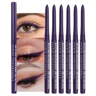 Imagem de Sombra cremosa retrátil para maquiagem dos olhos, lápis mecânicos ultra pigmentados, fórmula de acabamento acetinado fosco à prova de manchas, durável, vegano e livre de crueldade (6 peças roxo-08)