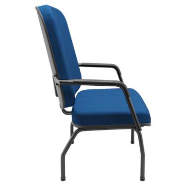 Imagem de Kit 02 Cadeiras de Escritório Recepção com Braço Fixa Preta Magno P03 Crepe Azul - Lyam Decor