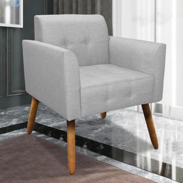 Imagem de Conjunto 2 Poltronas e 1 Namoradeira Pés Palito Karen Linho Cinza - Gran Belo