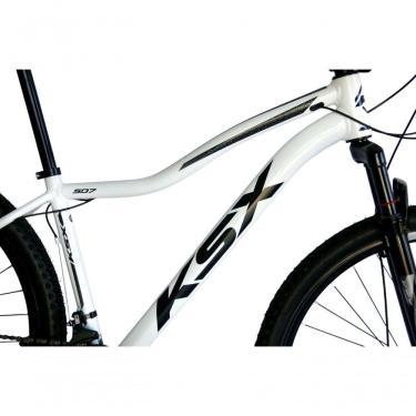 Imagem de Bicicleta Aro 29 Ksx Sd7 Feminina 21v Cabos Internos Alumínio Freios A Disco Garfo Suspensão Branco Preto Tamanho 15