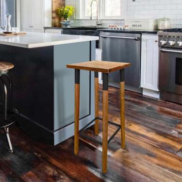 Imagem de Banqueta Bistro Industrial Colors Ferro E Madeira Maciça - Preta Preto