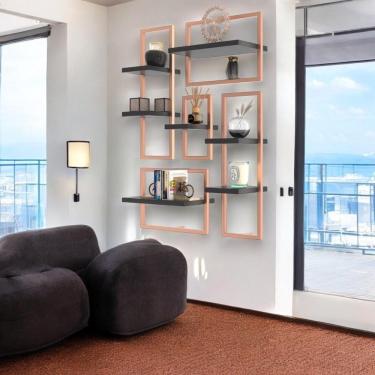 Imagem de Conjunto 7 Prateleiras Industrial Preto/cobre - Pleno