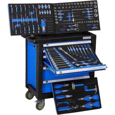 Imagem de Carro com Ferramentas 160 Peças e 6 Gavetas Aço Cromo Vanádio Linha PR