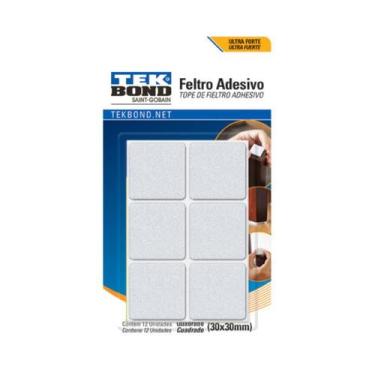 Imagem de Feltro Protetor Adesivo Quadrado Tekbond 30mm Branco