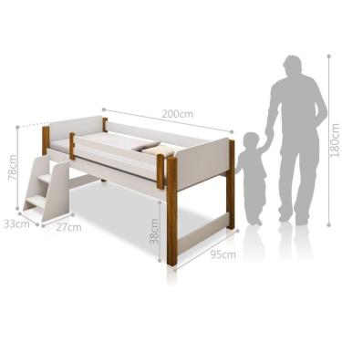 Imagem de Cama Solteiro Paty Branco Com Mel Com Baú Adesivado Filhote Rosa