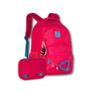 Imagem de Kit Mochila Rebecca Bonbon Costas Estojo Box Escolar Meninas, Rosa