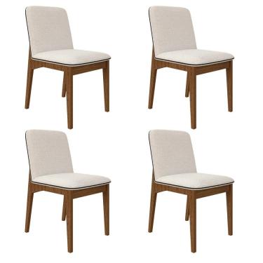 Imagem de Kit 4 Cadeiras Estofadas Windsor Clean Freijó/bouclé Off - M.a