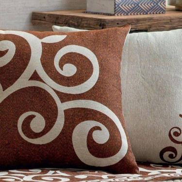 Imagem de Almofada Decorativa Turin Quadrada Com Refil 58% Algodão / 42% Poliéster - Arabesco Coral