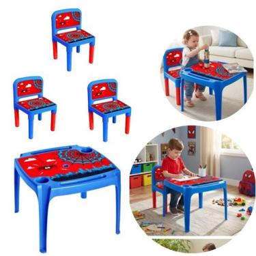 Imagem de Kit 4 Cadeirinhas Infantil E Mesa Homem Aranha Para Crianças - Arqplas