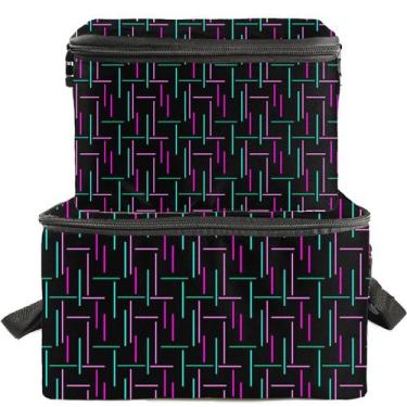 Imagem de Kit 2 Bolsas Térmicas Impermeáveis 5L 10L BLT111 Preta e Rosa/Verde - 