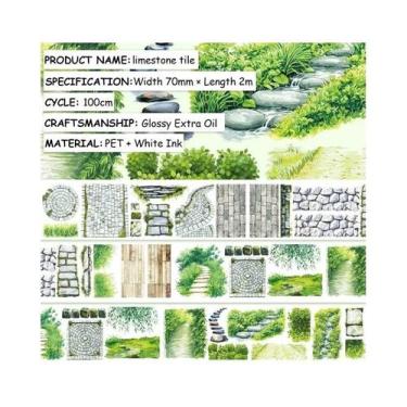 Imagem de Fita Washi Decorativa Transparente Com Estampa De Planta Verde E Camin
