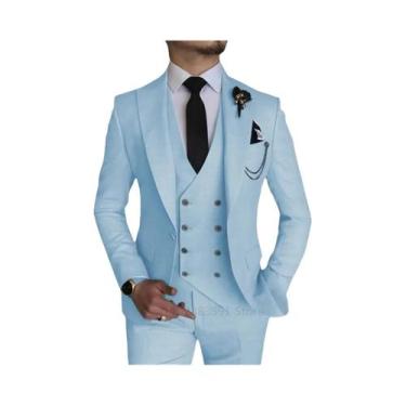 Imagem de Ternos Slim Fit De 3 Peças Para Casamento Masculino: Blazer, Colete E 