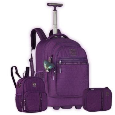 Imagem de Kit Mochila De Rodas Rebecca Bonbon Lancheira E Estojo Lilás - Rebecca