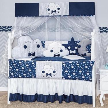 Imagem de Kit Berço 12 Peças Formato Nuvem Menino Marinho Baby - Beatriz Enxovai