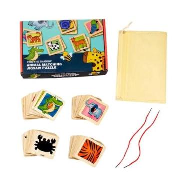 Imagem de Quebra-Cabeça De Formas De Animais E Frutas Montessori De Madeira, Bri