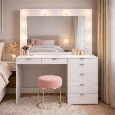 Imagem de Penteadeira Camarim com Espelho 7 Gavetas e Tomada Diamante Espresso M