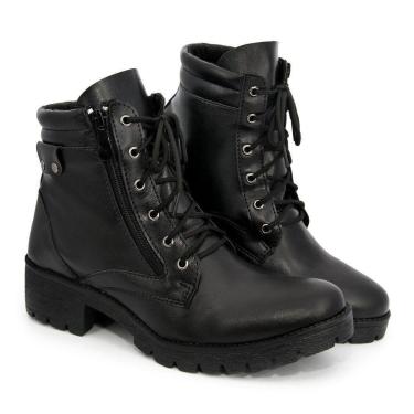 Imagem de Bota Coturno Feminino Conforto Flex Couro Macio-Feminino