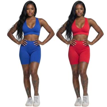 Imagem de KIT 2 Conjunto Bermudinha e Top Com Bojo Vekyo Roupa Para Academia Treino Moda Fitness Musculação-Feminino