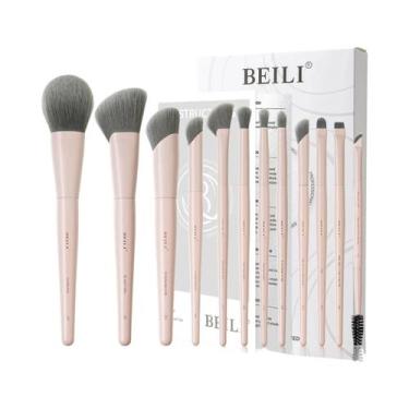 Imagem de Conjunto De 12 Pincéis De Maquiagem Profissionais Veganos De Seda De M