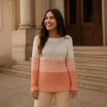 Imagem de Blusa Manga Longa Trico Tricolor Degrade Casual Atemporal - Vitrine Co