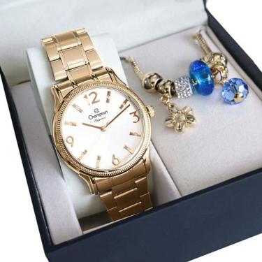 Imagem de Relógio Champion Feminino Dourado Cn25832W + Pulseira