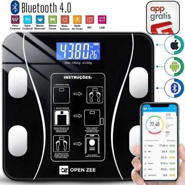 Imagem de Balança Bioimpedância Digital Com Aplicativo Bluetooth Histórico Gratu