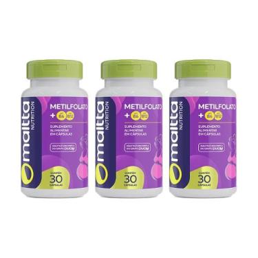 Imagem de Kit 3 Metilfolato com Vitaminas B6 e B12 3x30 cápsulas Maltta, Sem sab