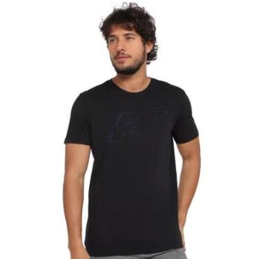 Imagem de Camiseta Ellus Masculina Cotton Fine Blue Maxi Splash Logo Preta-Masculino