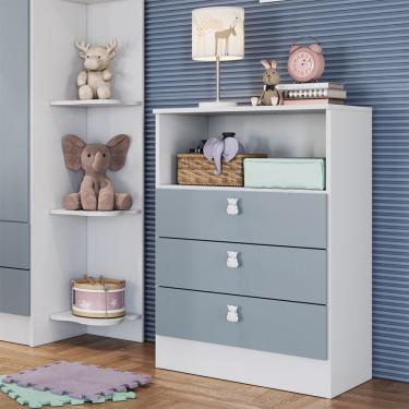 Imagem de Cômoda Infantil Ursinho Com 3 Gavetas Mdp 15mm Percasa Azul