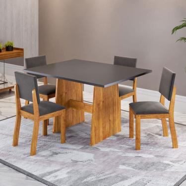 Imagem de Mesa de Jantar 4 Lugares Monroe Marrom/Cinza - Viero Móveis