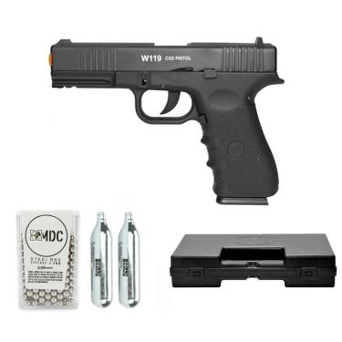 Imagem de Pistola Pressão Co2 Glock W119 Blowback 4.5 Case Bbs Co2