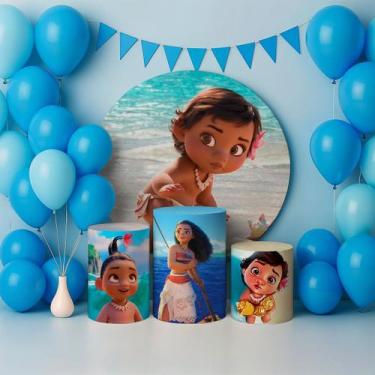 Imagem de Capas Painel Redondo Cilindros Decoração Princesa da Ilha - Genérica