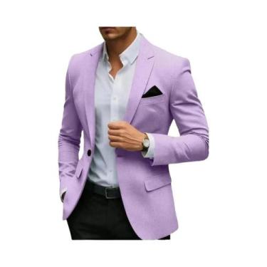 Imagem de Blazer Masculino Slim Fit Para Outono/Inverno, Cor Sólida, Casual, Com