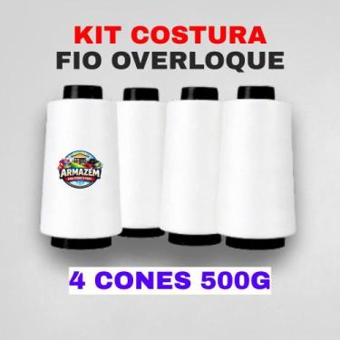 Imagem de Kit 4 Fios Overloque Profissional 500g Cada Alta Resistência Costura I