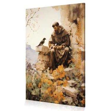 Imagem de Quadro Decoração São Francisco De Assis Fé Paz Canvas 60x40 - DC Expre