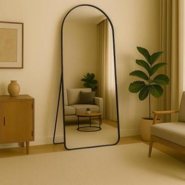 Imagem de Espelho Lopazzi Oval 150x60cm com Base Reta  Moldura Metálica  Corpo I