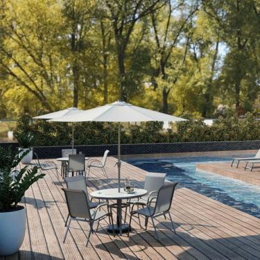 Imagem de Ombrelone Estrutura em Alumínio e Cobertura em Poliéster 2,70m Paraty Cinza Com Base Central Cinza