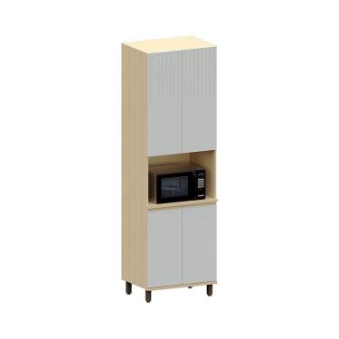 Imagem de Paneleiro 100% Mdf 4 Portas 70cm Aura Luciane Móveis Carvalho-cinza Cristal