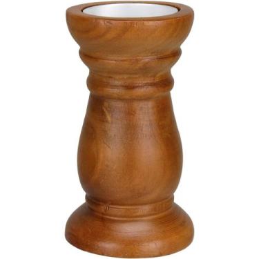 Imagem de CASTIÇAL PORTA VELA HOME&CO MADEIRA 21x11x11cm NATURAL